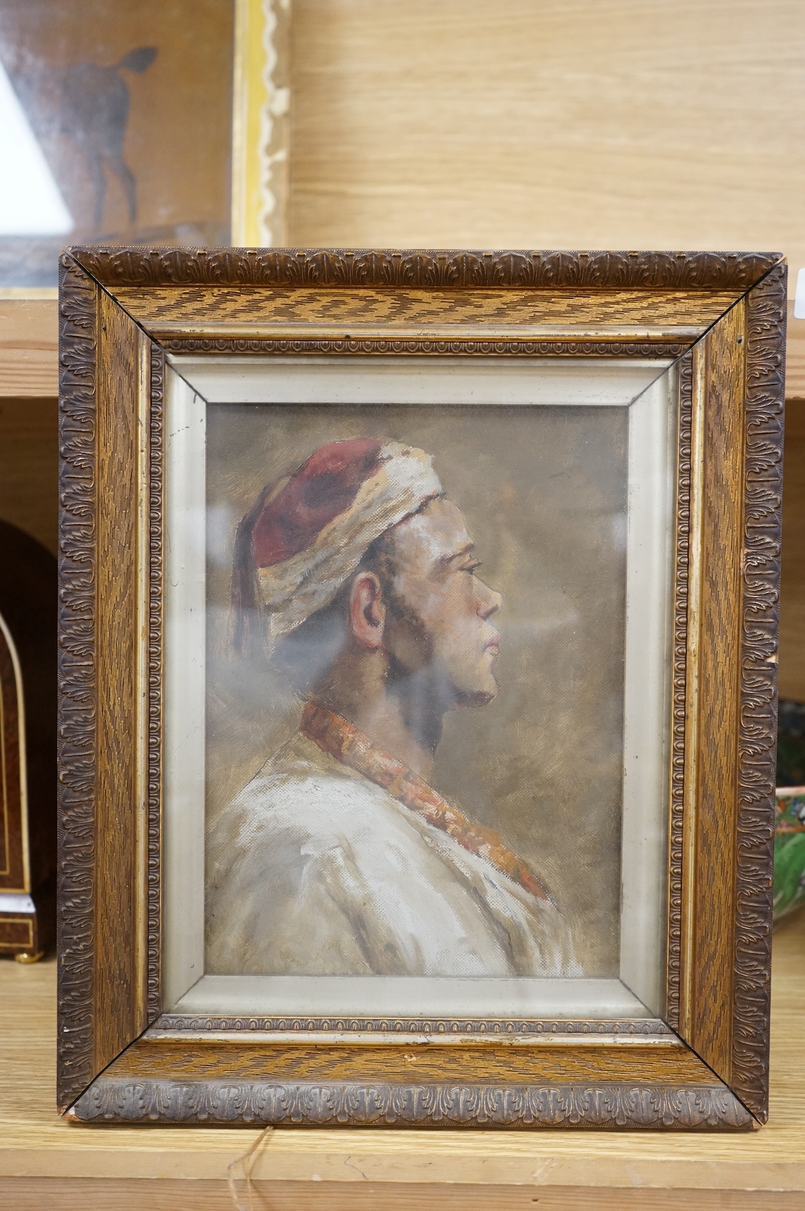 Continental School, 20th century, Portrait of a young North African male, oil on panel, 25 x 18cm
